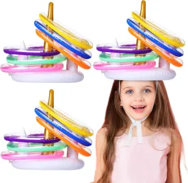 1 Set of Unicorn Party Games with 1 Unicorn and 6 Heart Rings Valentines Day Inflatable Ring Toss Game Set Multicolor Toss for Party Game Favors Birthday Valentines Day