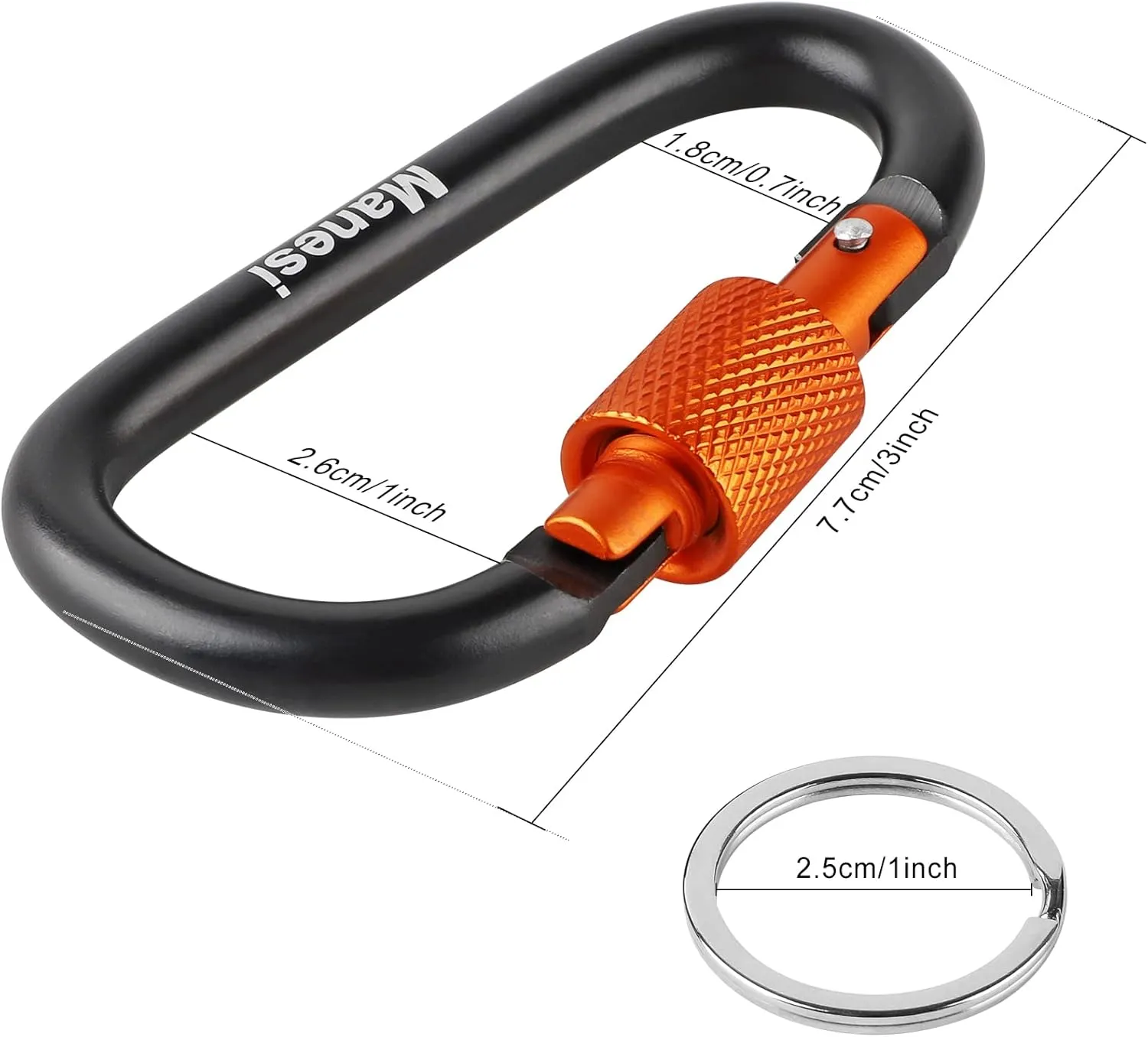10 Pack Aluminum D Ring Key Rings Hiking Clips Locking Carabiner for Hiking Camping Fishing and Outdoor UseClips with Screw Gate Multicolored