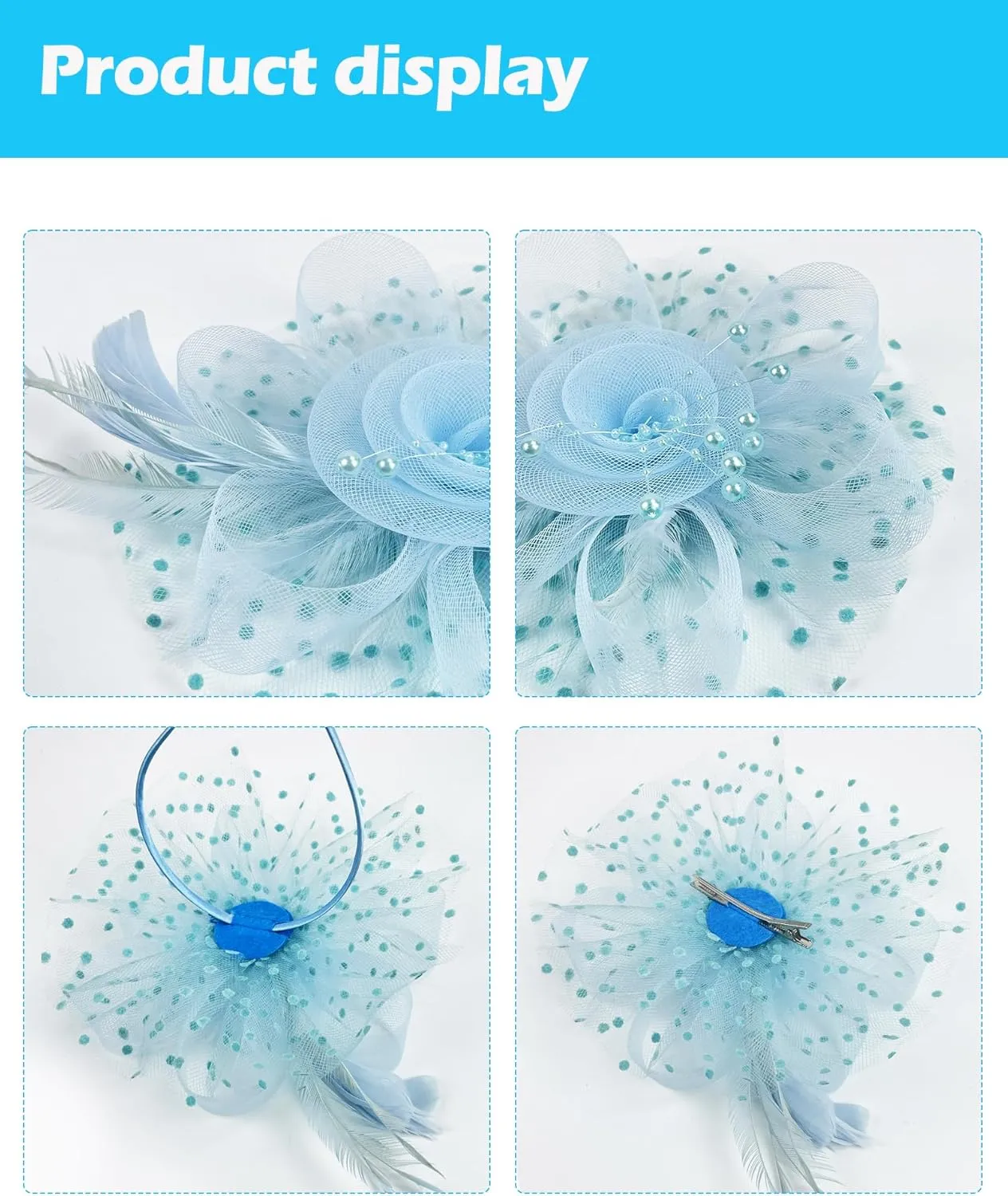 1920s 50s Vintage Fascinators Hat for Women Tea Party Halloween Headband Flower Bridal Shower Weddings Themed Events