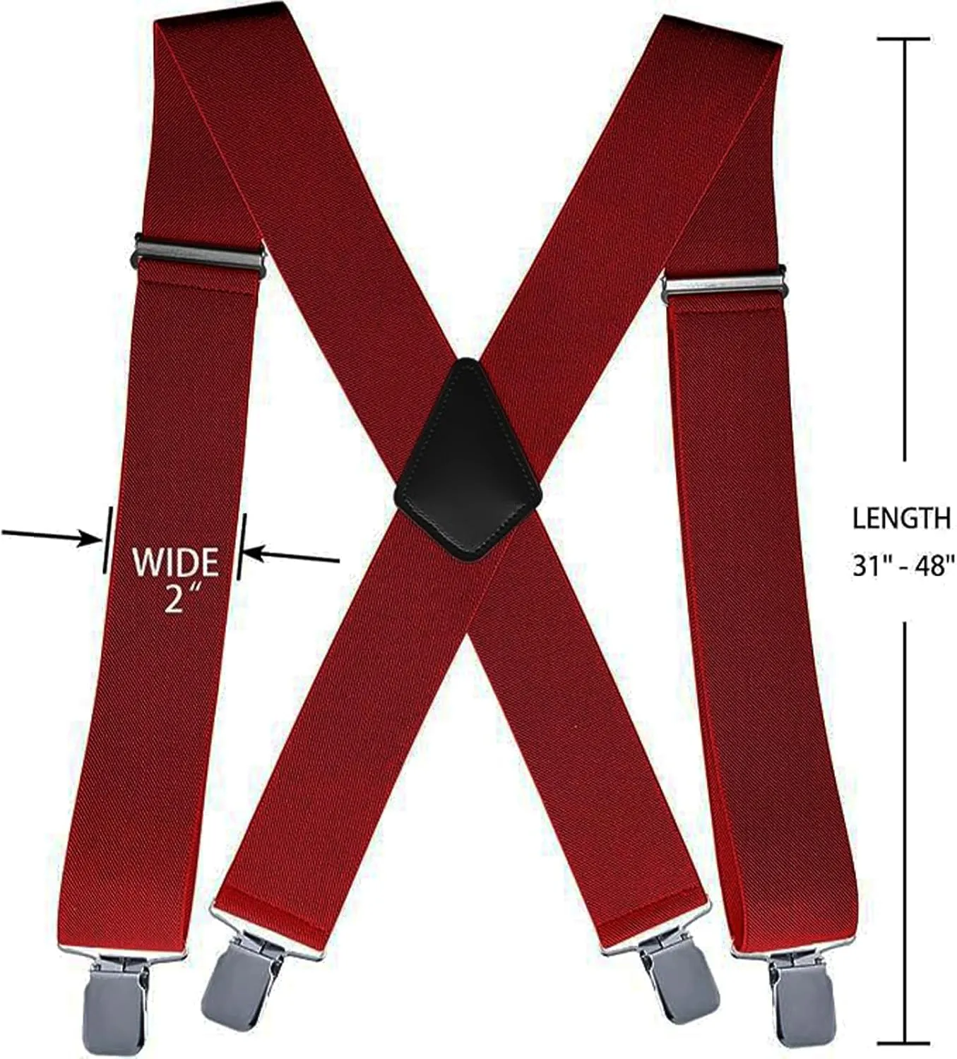 2Inch Wide,Men's Heavy Duty Suspenders with Strong Clips Adjustable X-Back Work Suspenders