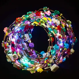 30 Pcs LED Flower Crown Headband,led Headbands,Light Up Flower Headbands for Women,Garlands Glowing Floral Wreath Crowns for Weddings,Halloween,Birthdays,Role-Playing,Beach PartiesChristmas