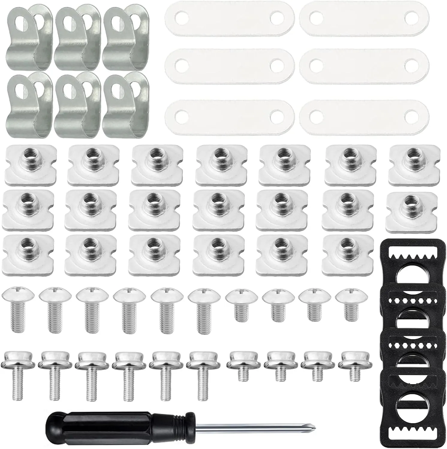 36 Pcs Hockey Helmet Repair Kit, Include 6 R Shape Football Visor Clips, 6 Rubber Gaskets, 20 Screws with Nuts, 4 Chin Strap Adapter, 1 Screwdriver for Hockey, Football, Baseball, Softball