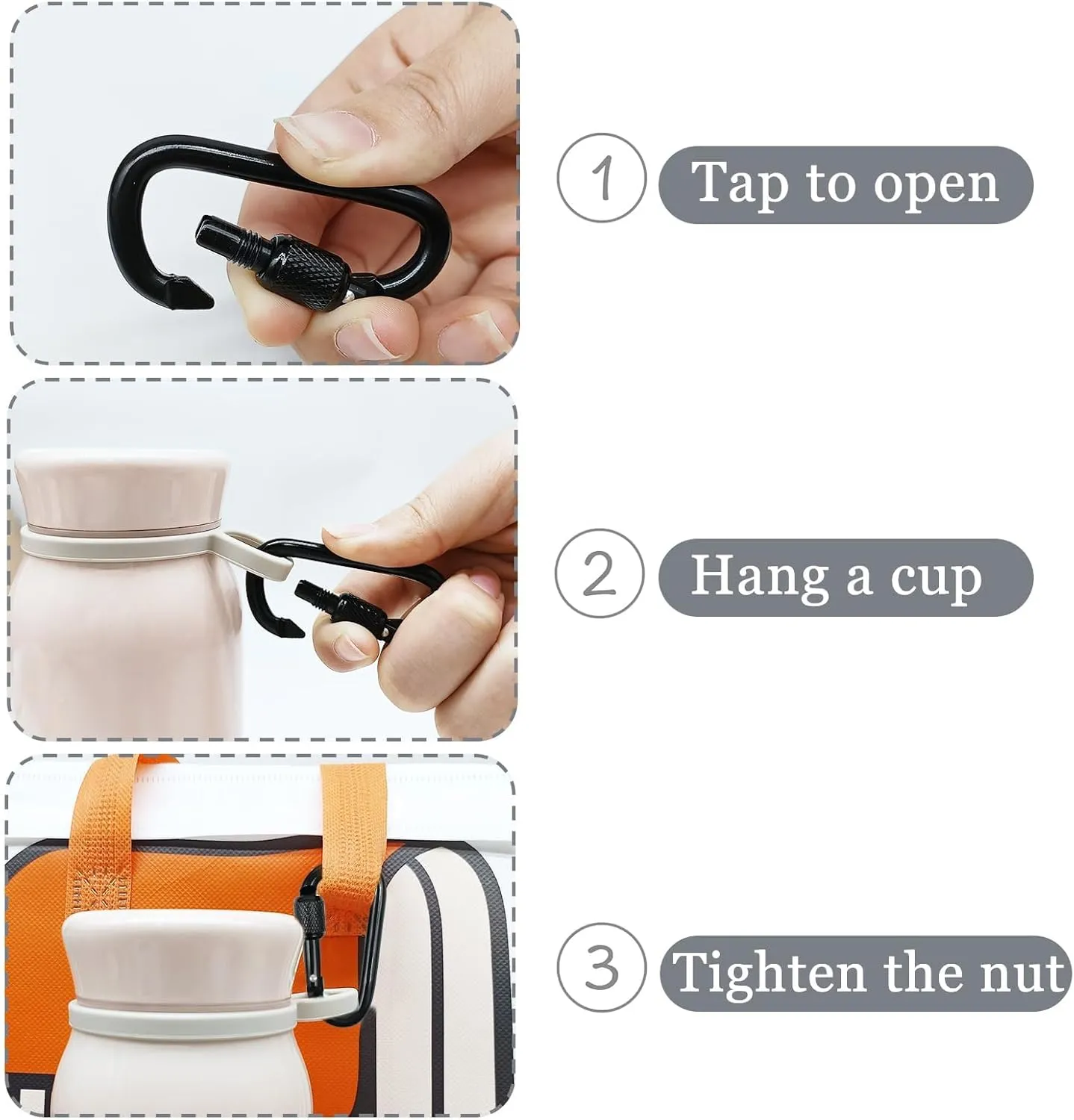 8 Pack D-Shape Carabiner Clasp with Screw Gate, 2.2 Inch Mini Keychain Clip Key Chain Buckle, Aluminum Alloy Keyrings Hook for Outdoor Hiking not for Climbing