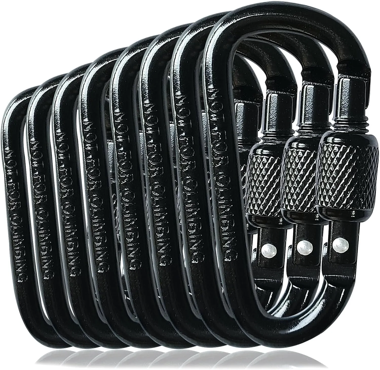 8 Pack D-Shape Carabiner Clasp with Screw Gate, 2.2 Inch Mini Keychain Clip Key Chain Buckle, Aluminum Alloy Keyrings Hook for Outdoor Hiking not for Climbing