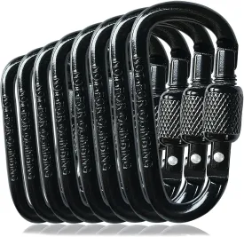 8 Pack D-Shape Carabiner Clasp with Screw Gate, 2.2 Inch Mini Keychain Clip Key Chain Buckle, Aluminum Alloy Keyrings Hook for Outdoor Hiking not for Climbing
