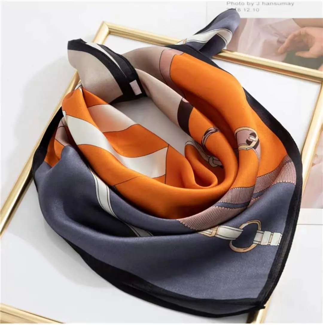 ANDANTINO 100% Real Mulberry Silk Scarf -21'' x 21''- Lightweight Neckerchief Women Men Small Square Digital Printed Scarves