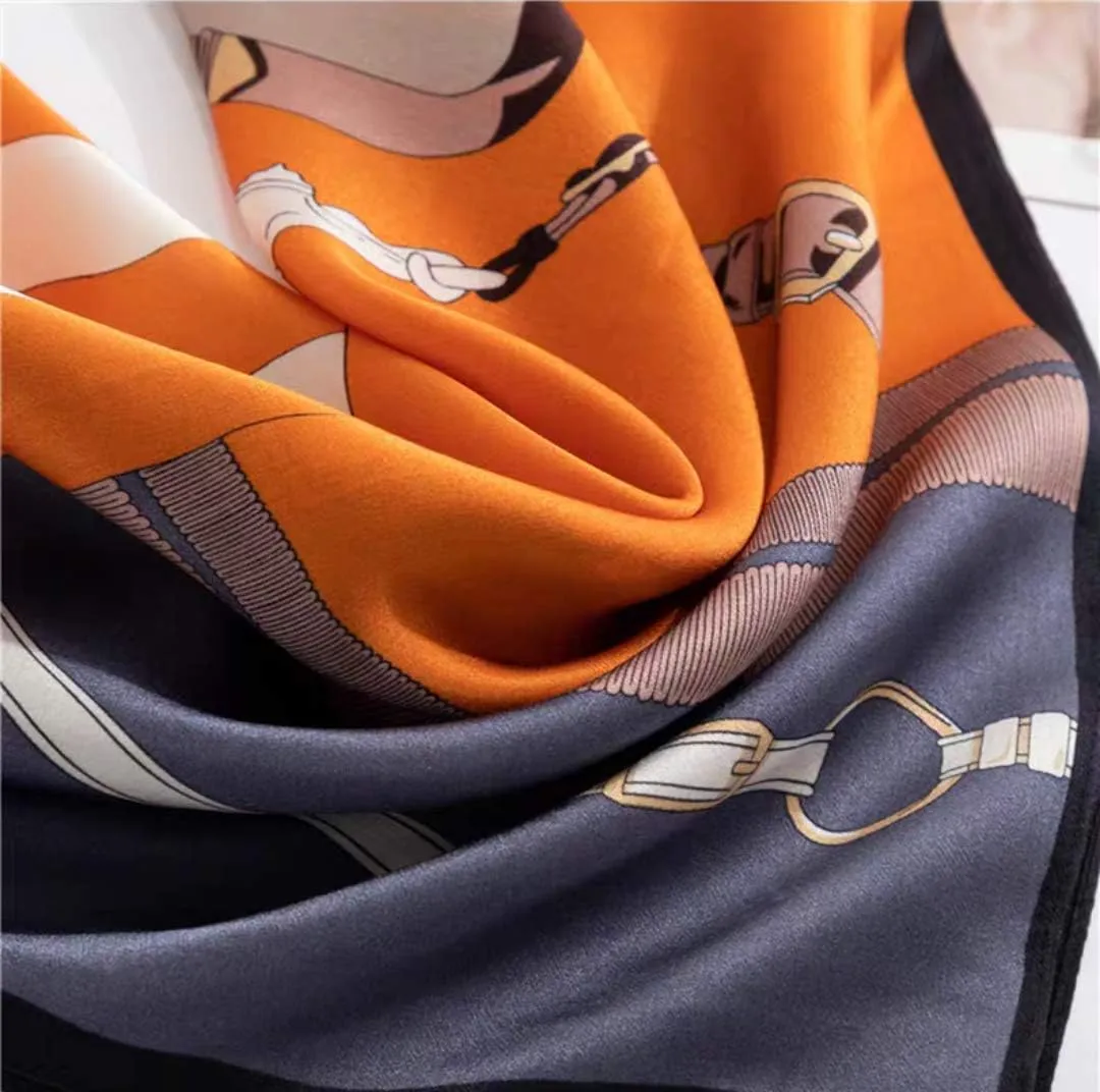 ANDANTINO 100% Real Mulberry Silk Scarf -21'' x 21''- Lightweight Neckerchief Women Men Small Square Digital Printed Scarves