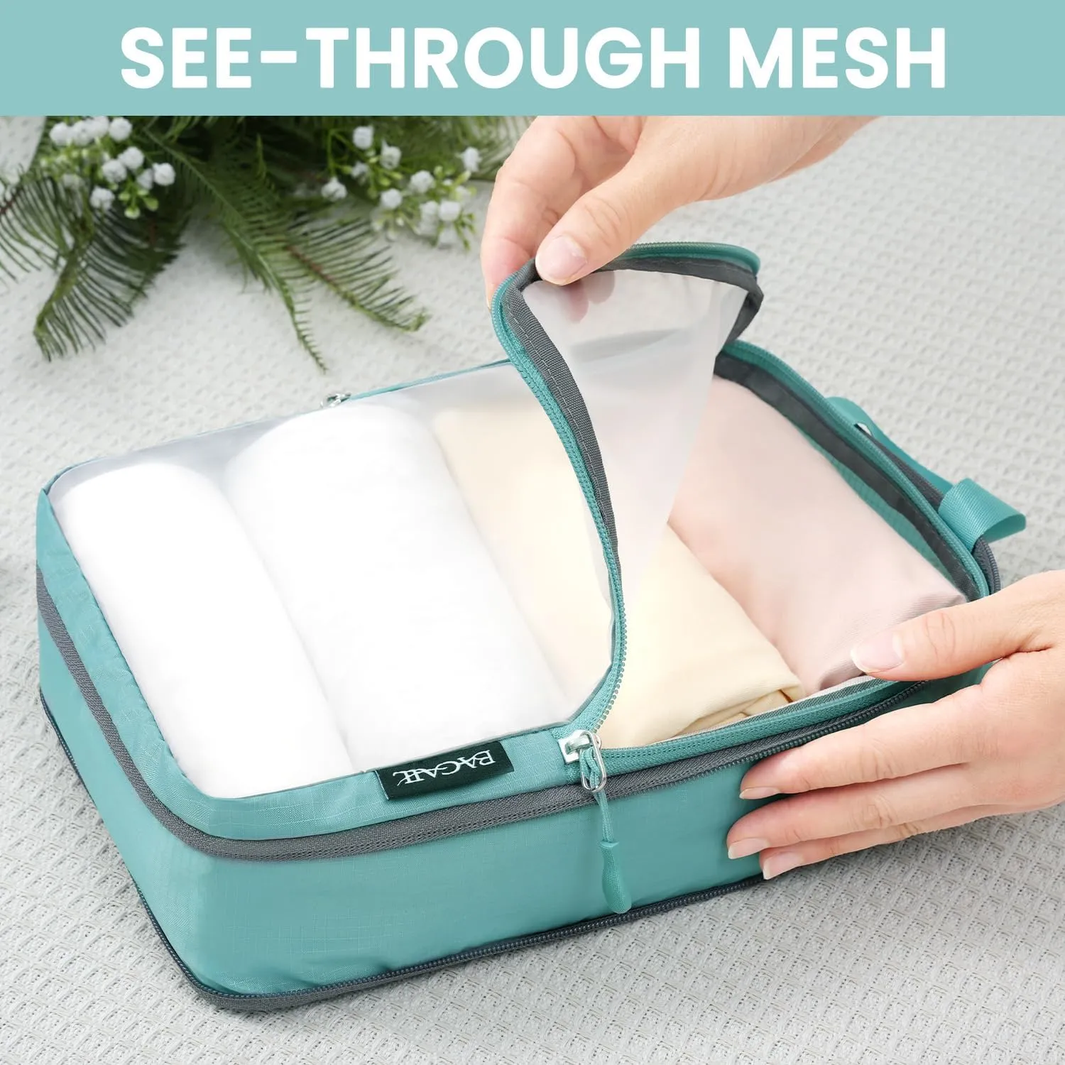 BAGAIL 4 Set/6 Set Ultralight Compression Packing Cubes Packing Organizer for Travel Accessories Luggage Suitcase Backpack