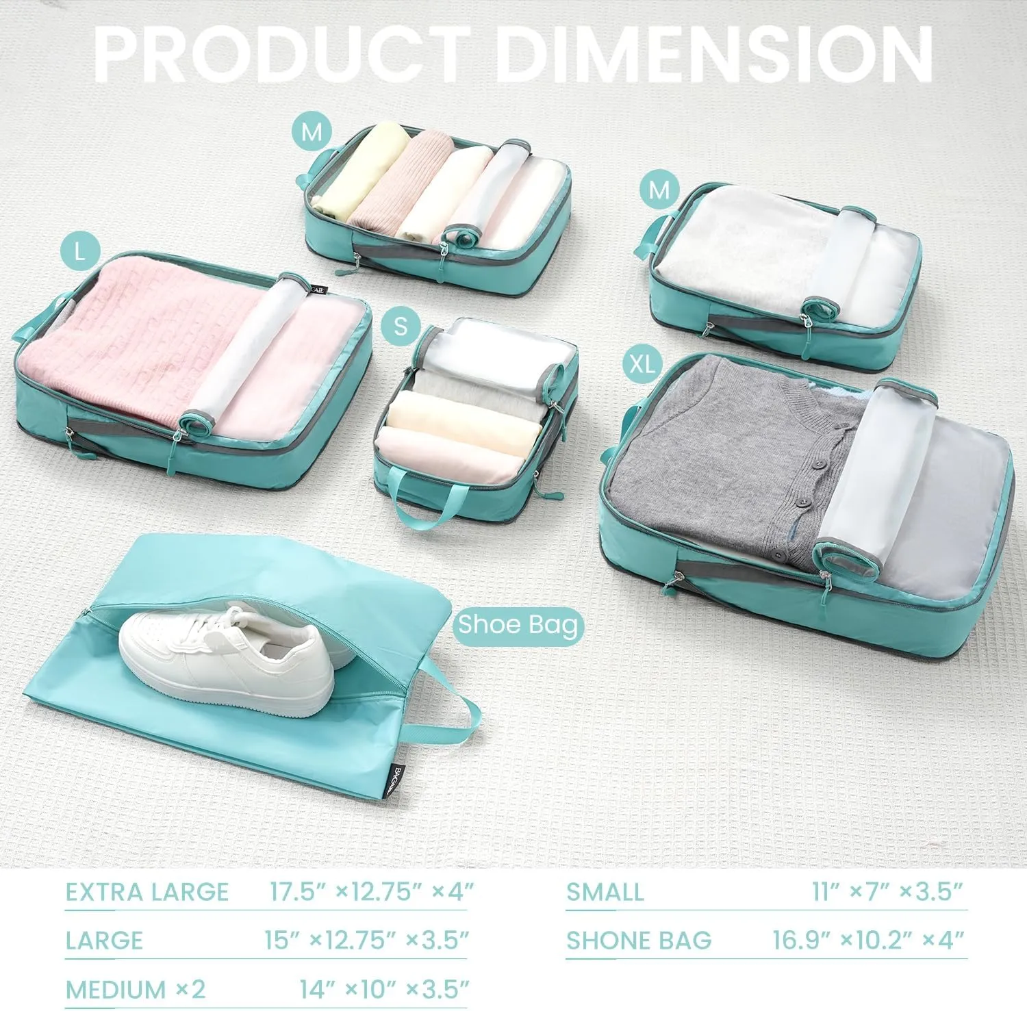 BAGAIL 4 Set/6 Set Ultralight Compression Packing Cubes Packing Organizer for Travel Accessories Luggage Suitcase Backpack