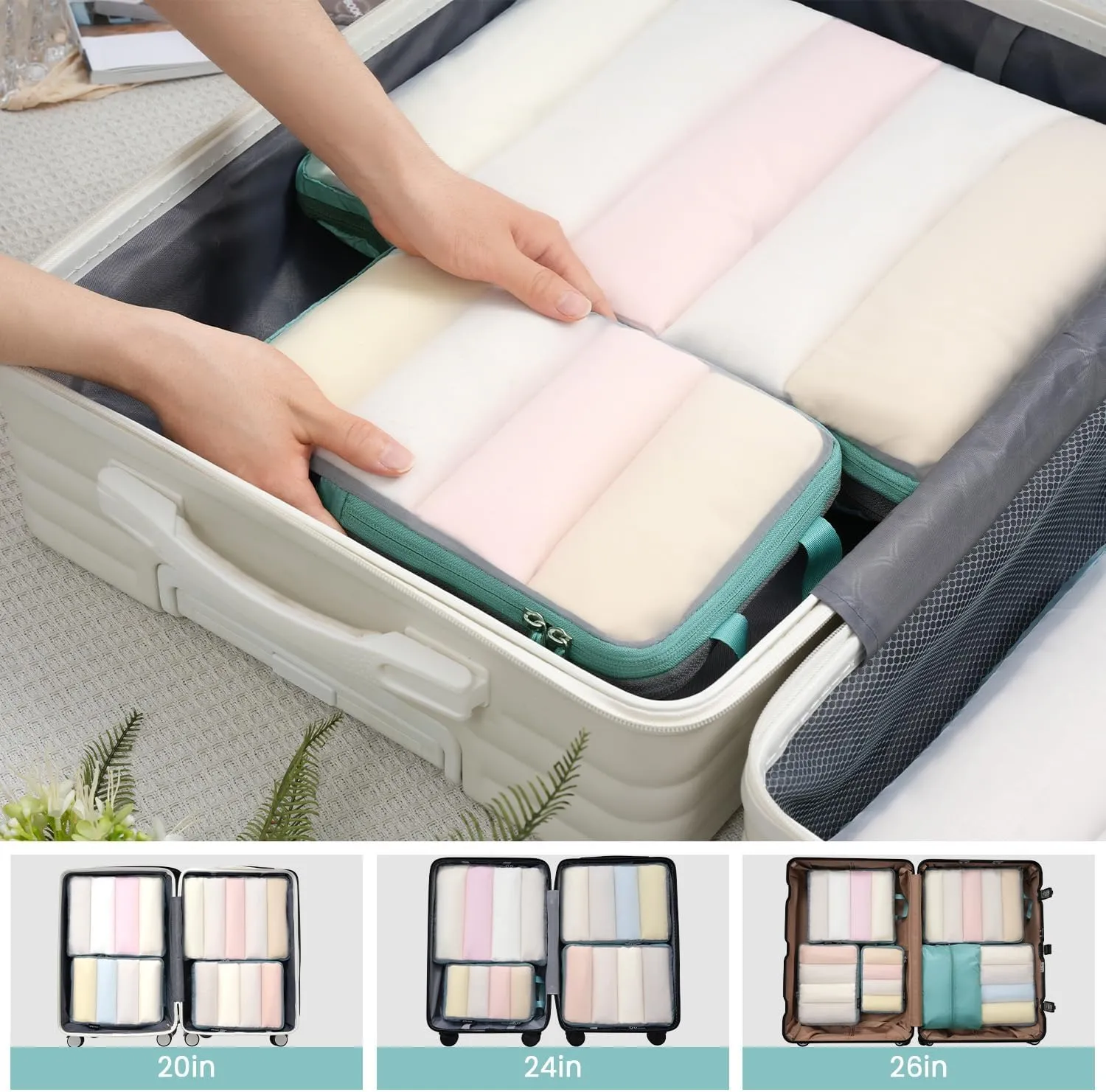 BAGAIL 4 Set/6 Set Ultralight Compression Packing Cubes Packing Organizer for Travel Accessories Luggage Suitcase Backpack