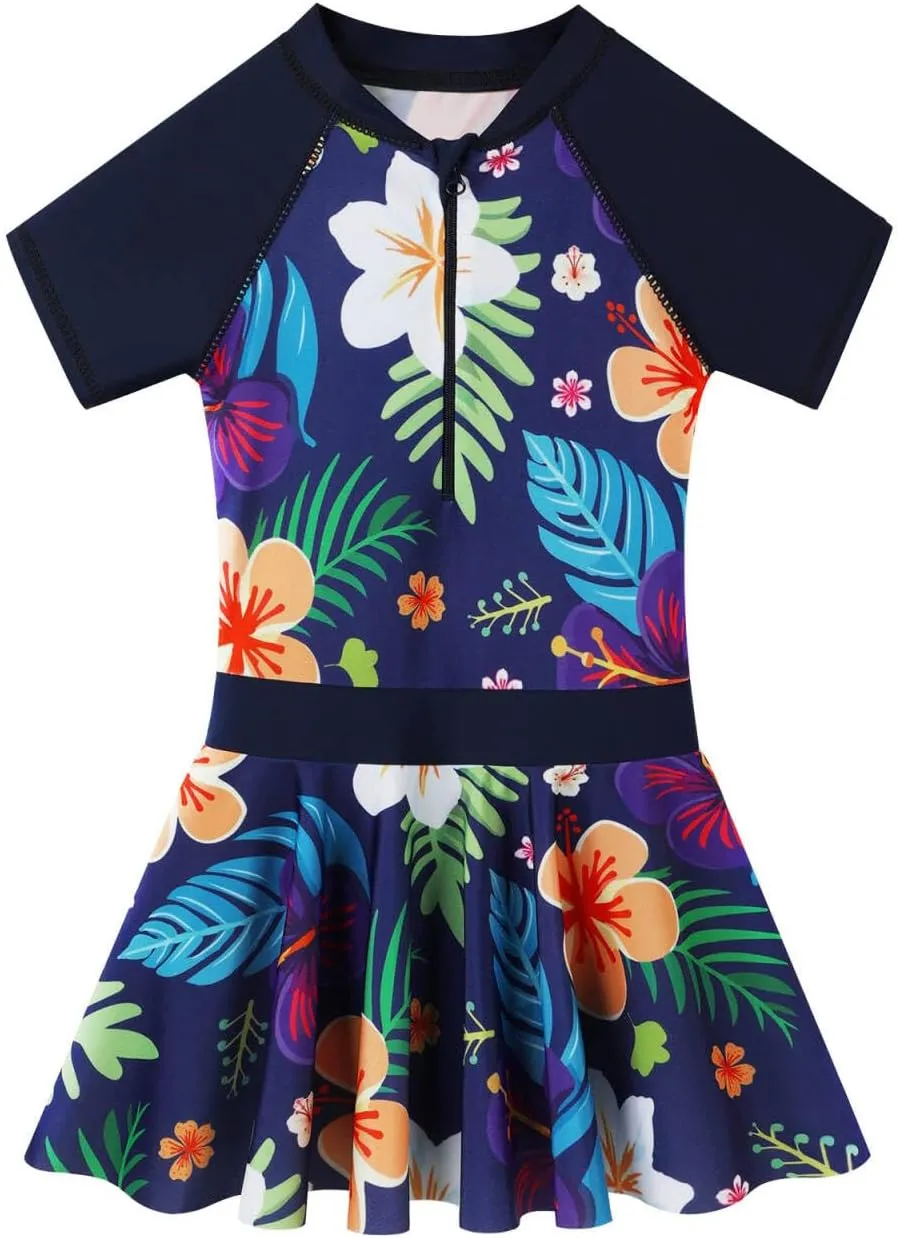 BAOHULU Toddler Girls Swimsuit One Piece Cute Floral Dress Swimwear 3-8 Years