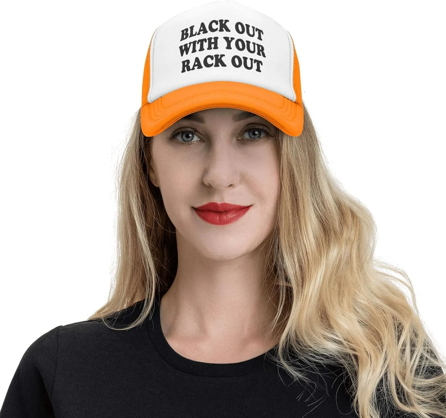 Black Out with Your Rack Out Funny Hat Unisex Adult Trucker Caps Fishing Adjustable Cap Classic Sport Hats Black