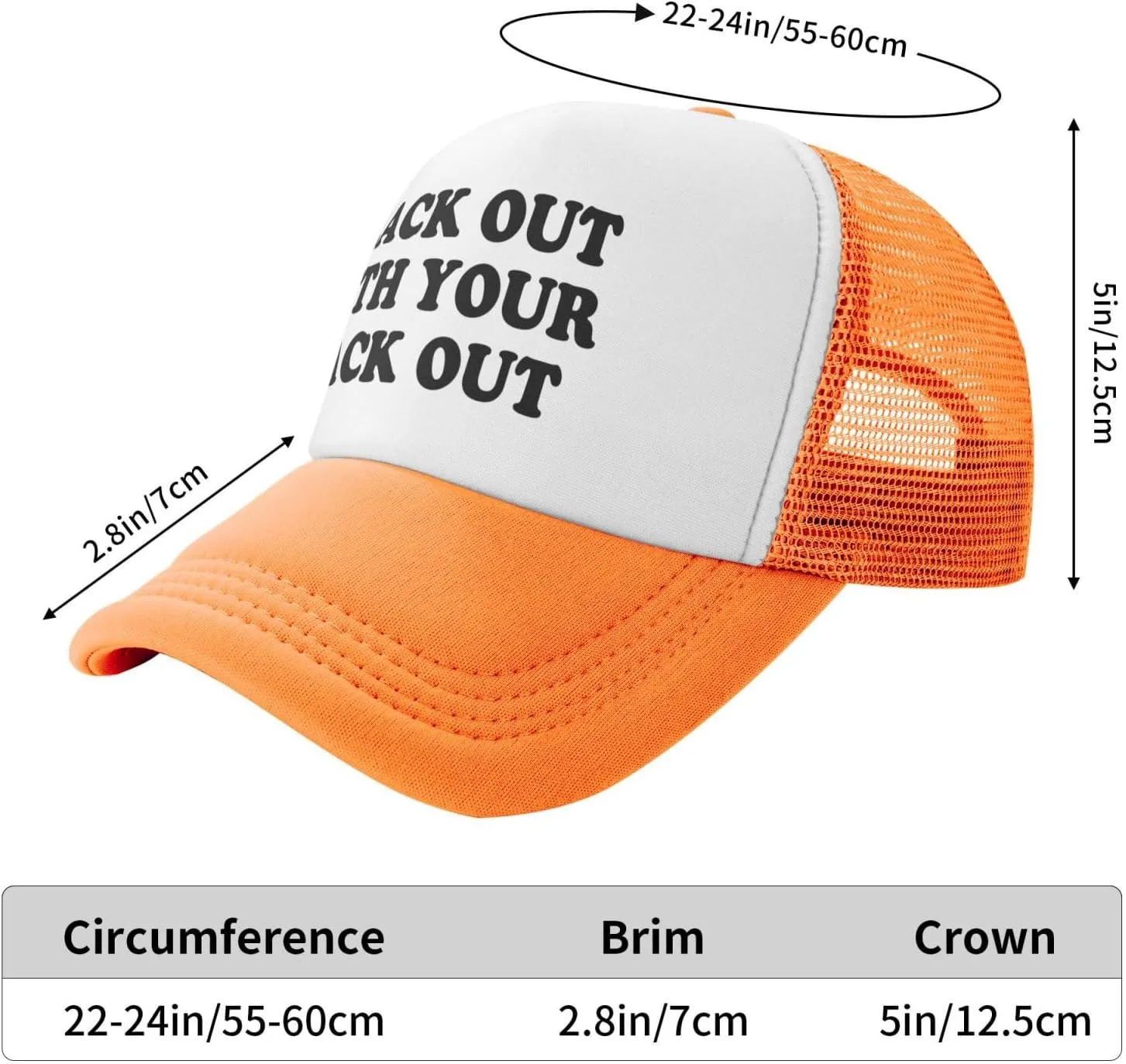Black Out with Your Rack Out Funny Hat Unisex Adult Trucker Caps Fishing Adjustable Cap Classic Sport Hats Black