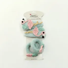 Blue Flamigo Clip and Hair Tie set