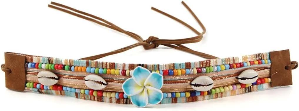 Bohemia Style Hat Band Seashell Flower Beads Decorative Ribbon Strap Belt Replacement Hatband for Women Straw Hat Beach Cap