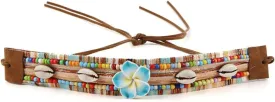 Bohemia Style Hat Band Seashell Flower Beads Decorative Ribbon Strap Belt Replacement Hatband for Women Straw Hat Beach Cap