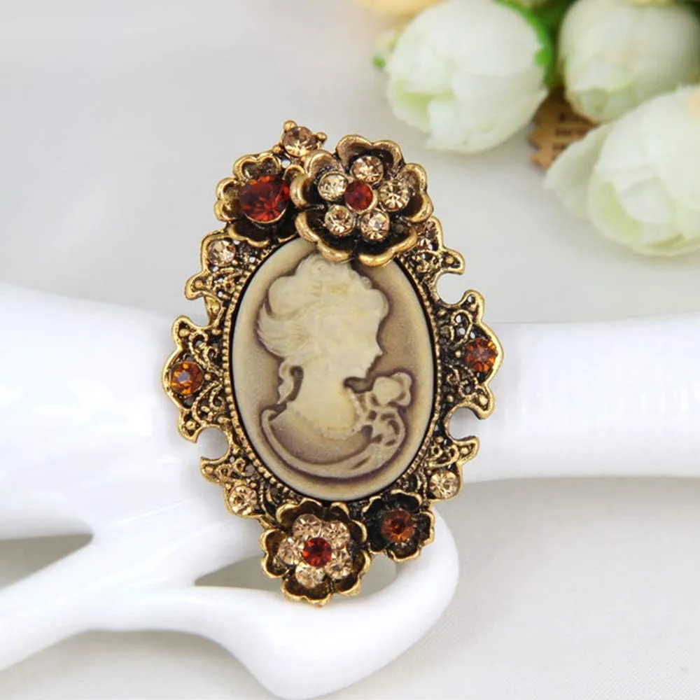 Ezing 4Pcs Brooch Lot with Large Big Size Rhinestone Crystal Fashion Jewelry