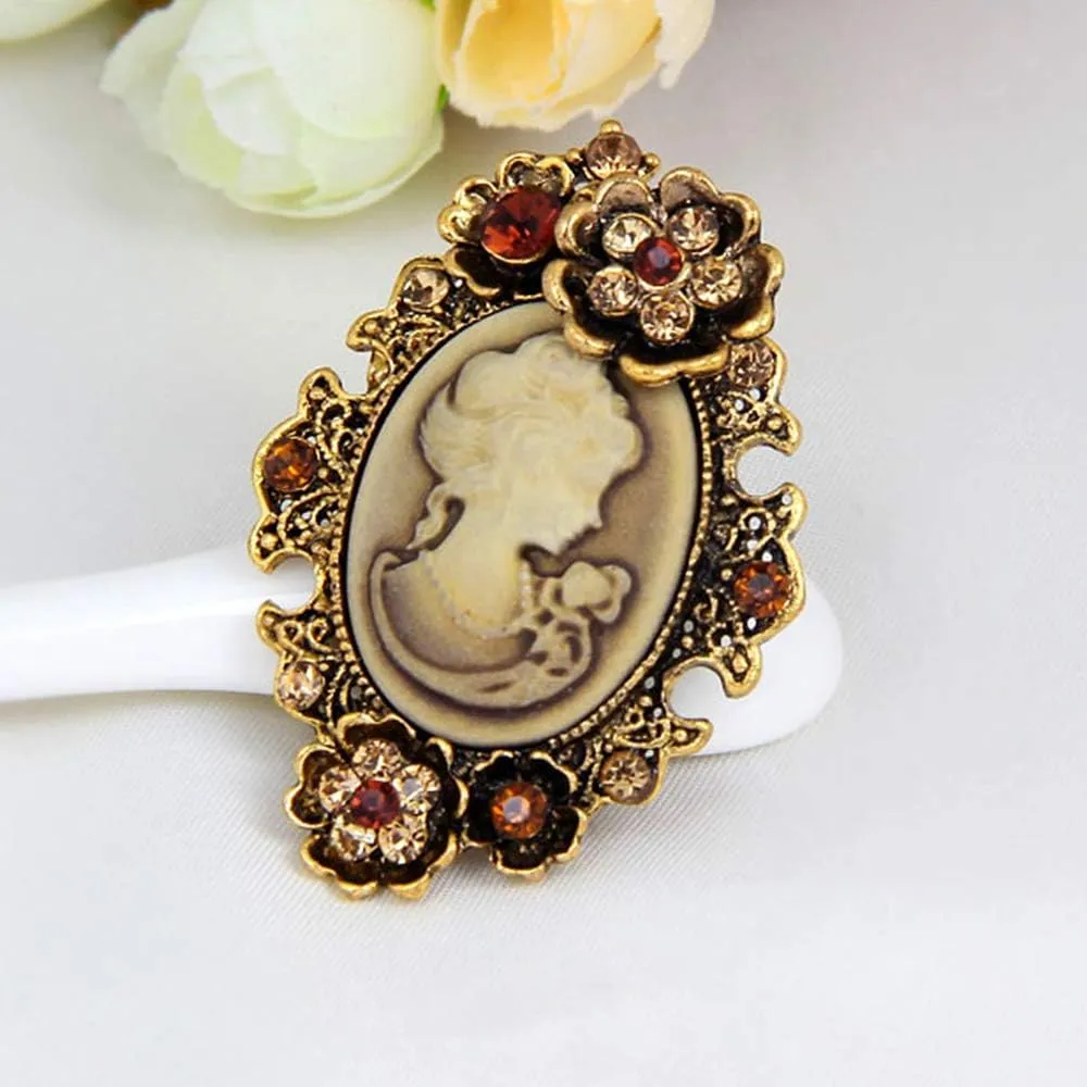 Ezing 4Pcs Brooch Lot with Large Big Size Rhinestone Crystal Fashion Jewelry