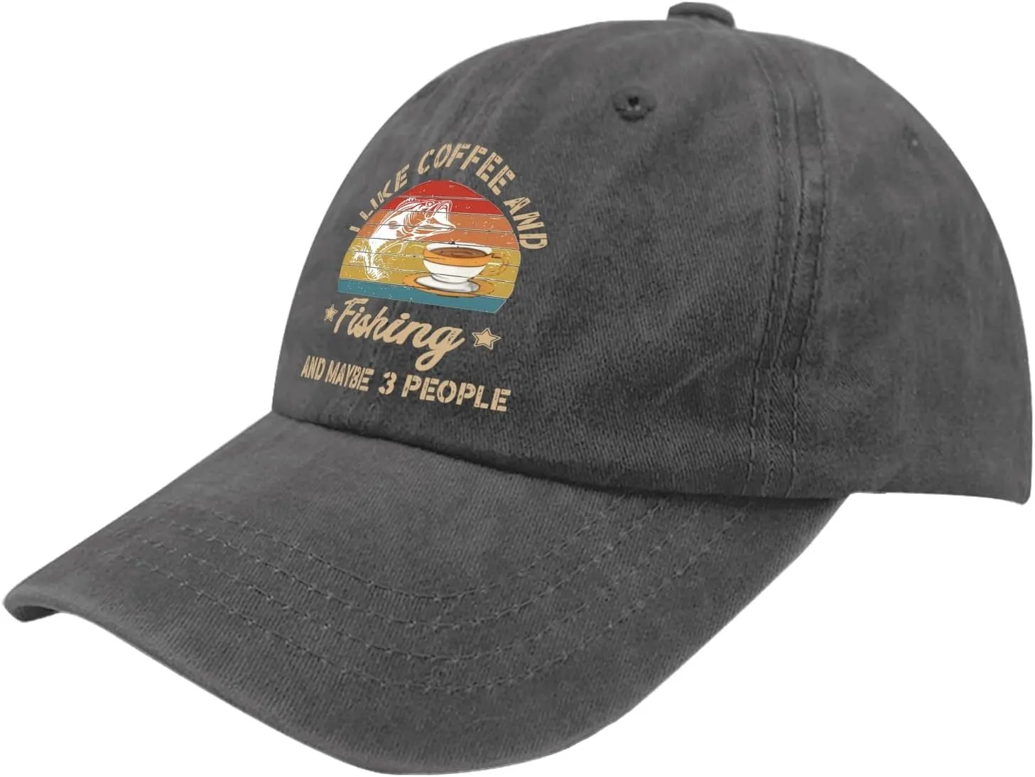 Fishing Hats I Like Fishing and Coffee and Maybe 3 People Hats & Birthday Summer Hat and Birthday Hunting