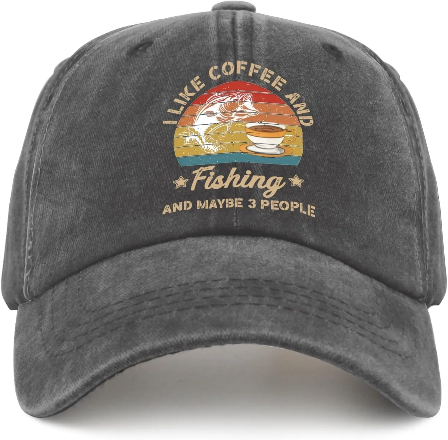 Fishing Hats I Like Fishing and Coffee and Maybe 3 People Hats & Birthday Summer Hat and Birthday Hunting