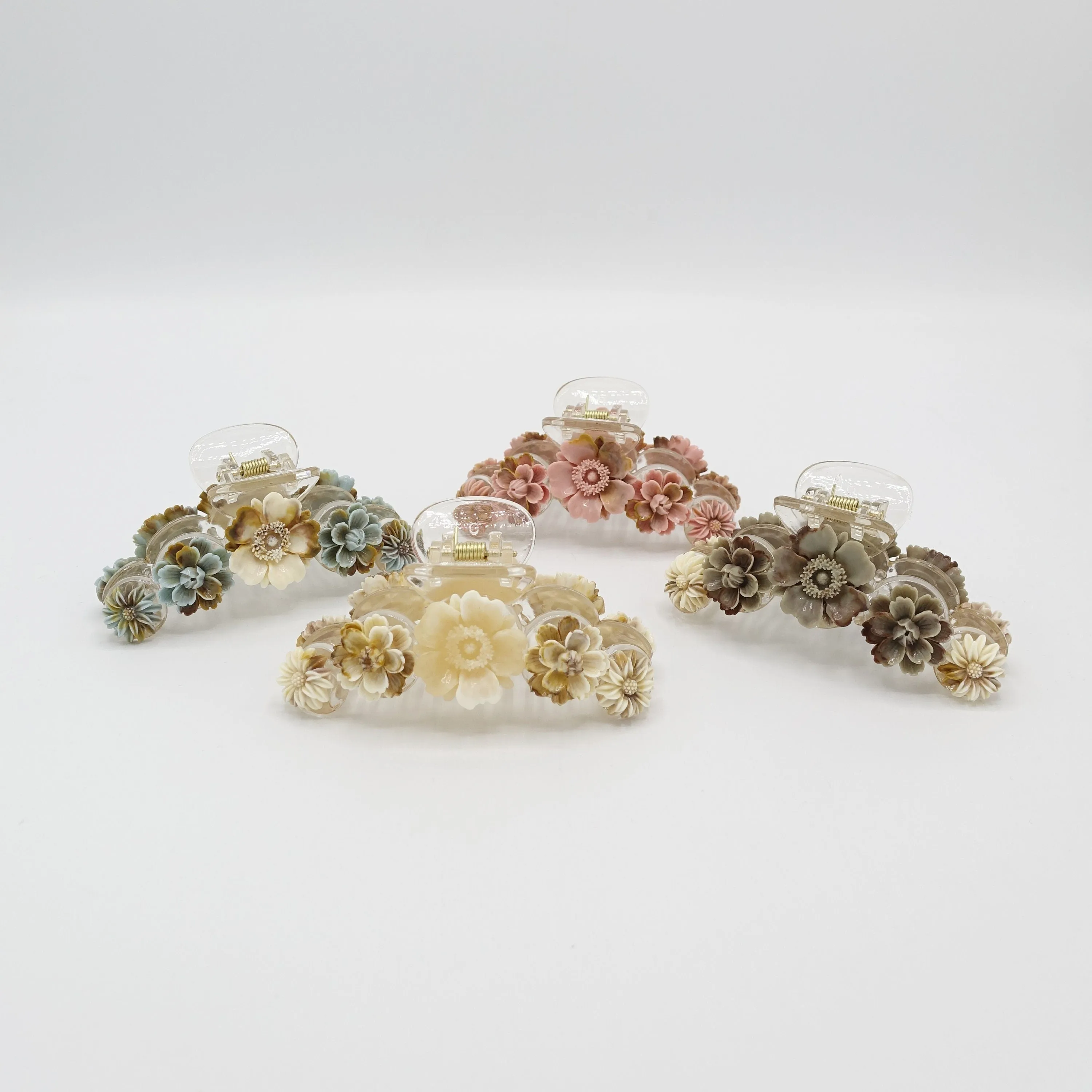 flower embellished hair claw