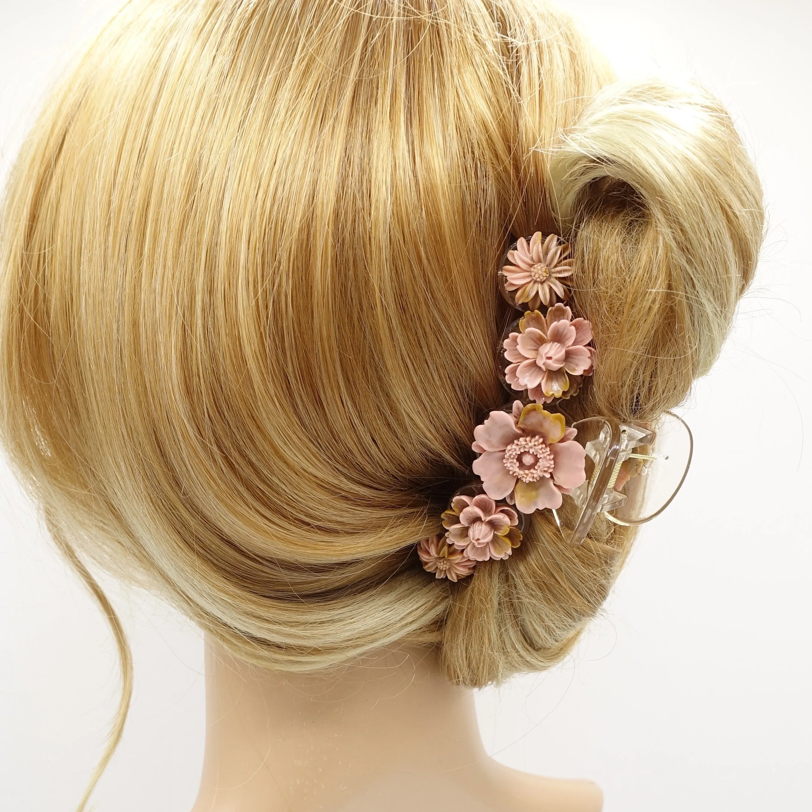 flower embellished hair claw
