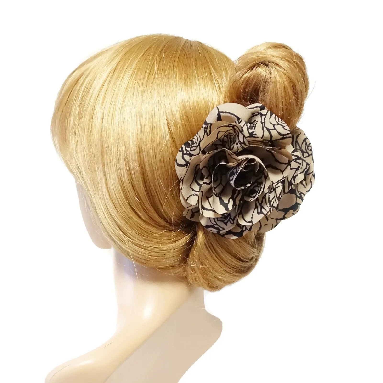 Flower Print Petal Dahlia Flower Hair Jaw Claw Clip Women Flower Hair Accessories