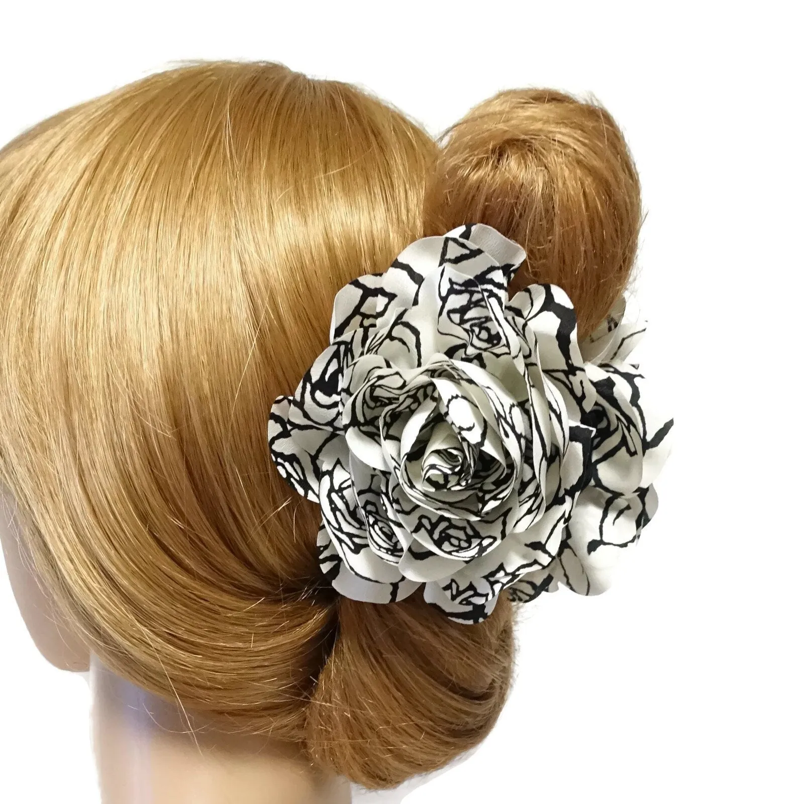 Flower Print Petal Dahlia Flower Hair Jaw Claw Clip Women Flower Hair Accessories