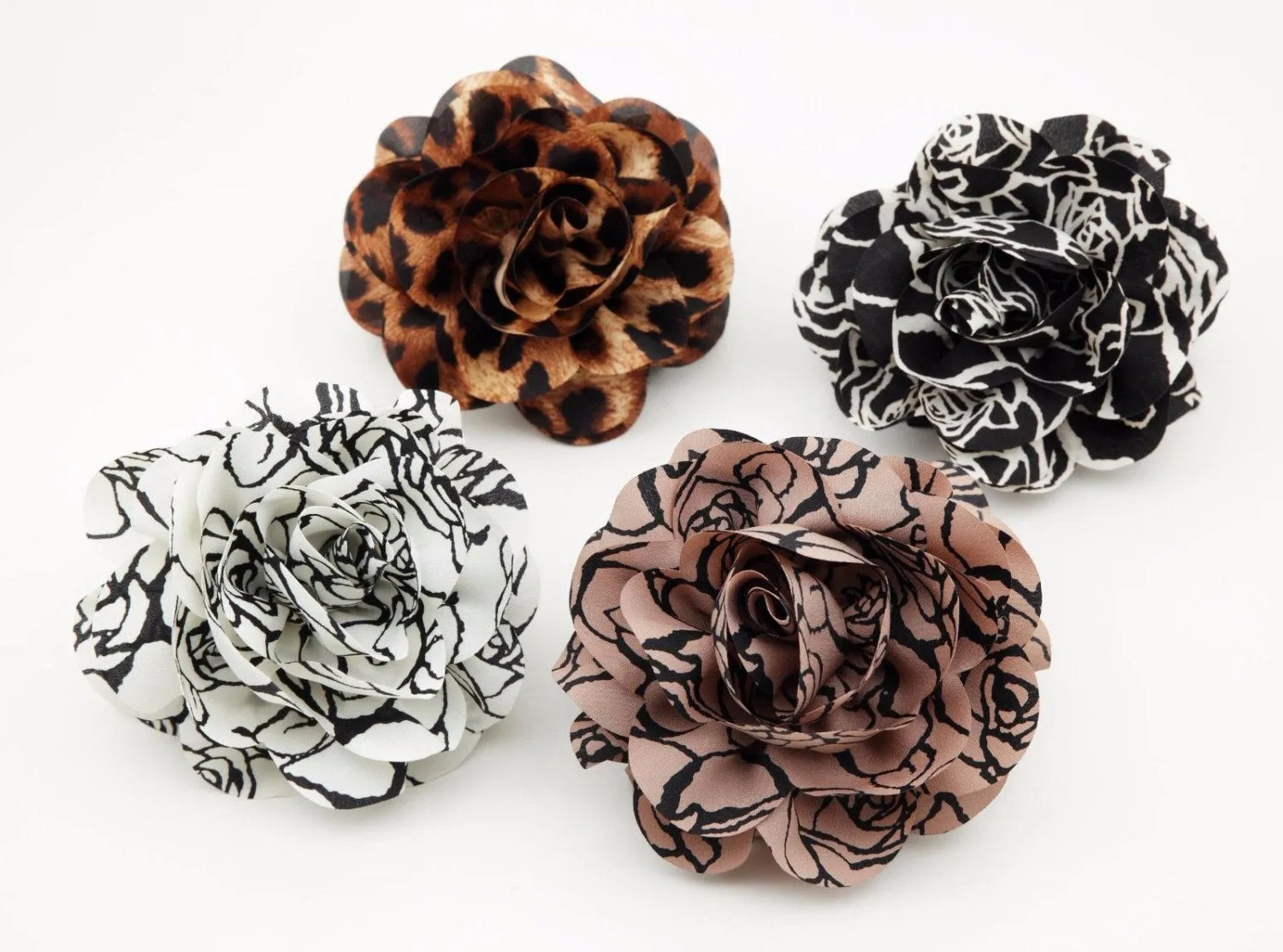 Flower Print Petal Dahlia Flower Hair Jaw Claw Clip Women Flower Hair Accessories