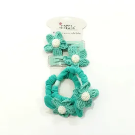 Green Clip and Hair Tie set