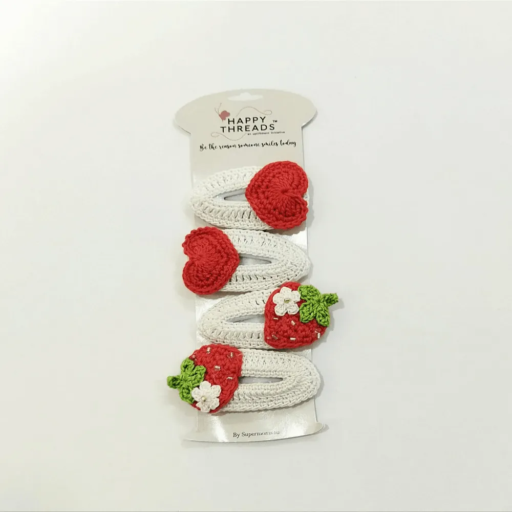 Heart and Starwberry Clip set