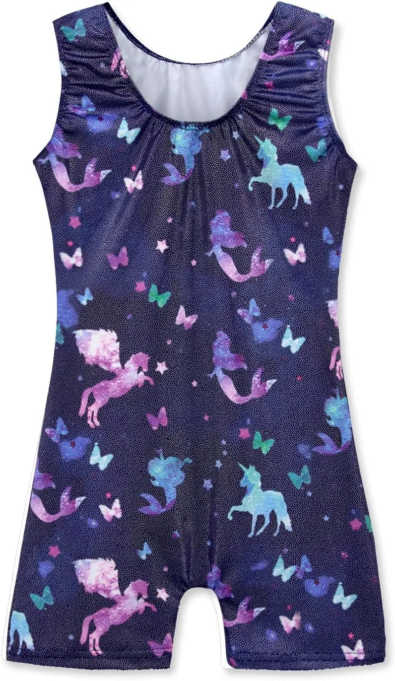 HOZIY Gymnastics Leotards for Girls Unicorn Aurora Rainbow Mermaid Dinosaur Cupcake Sparkle Biketard Toddlers Kids Children
