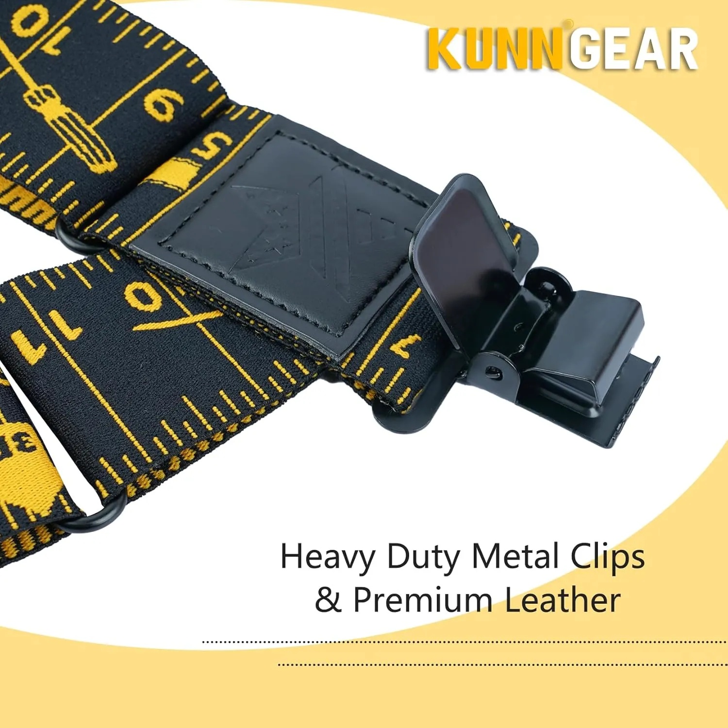 KUNN Men's Suspenders Heavy Duty 2 Inch Side Clip Adjustable Elastic Braces Truck Style Work Suspender