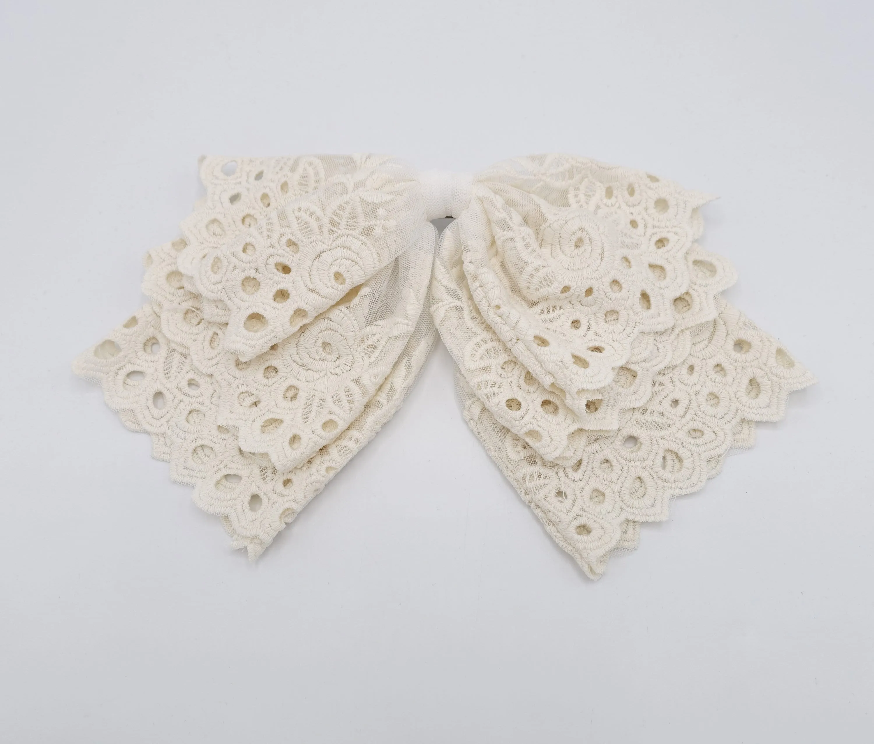 lace hair bow, layered hair bow for women