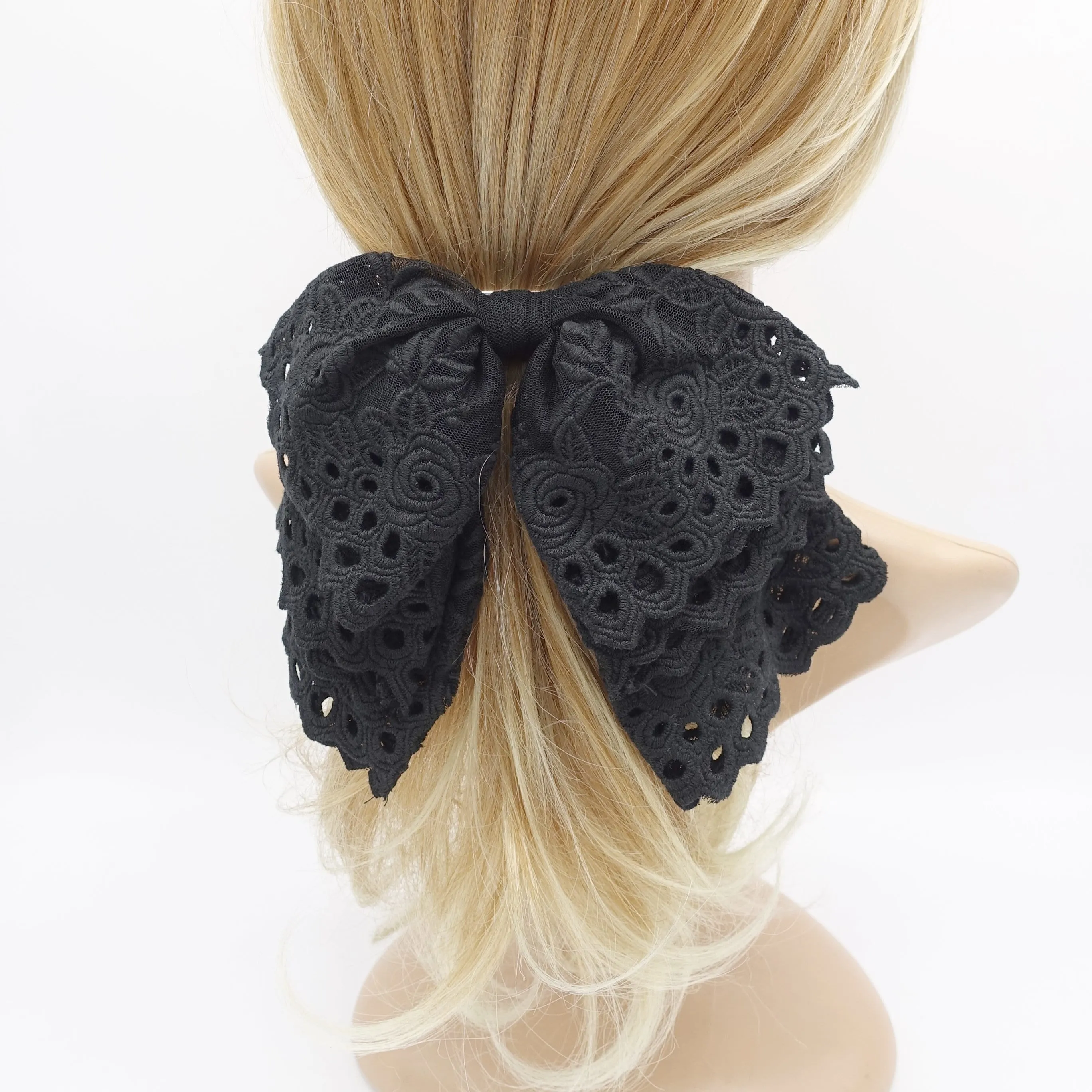 lace hair bow, layered hair bow for women