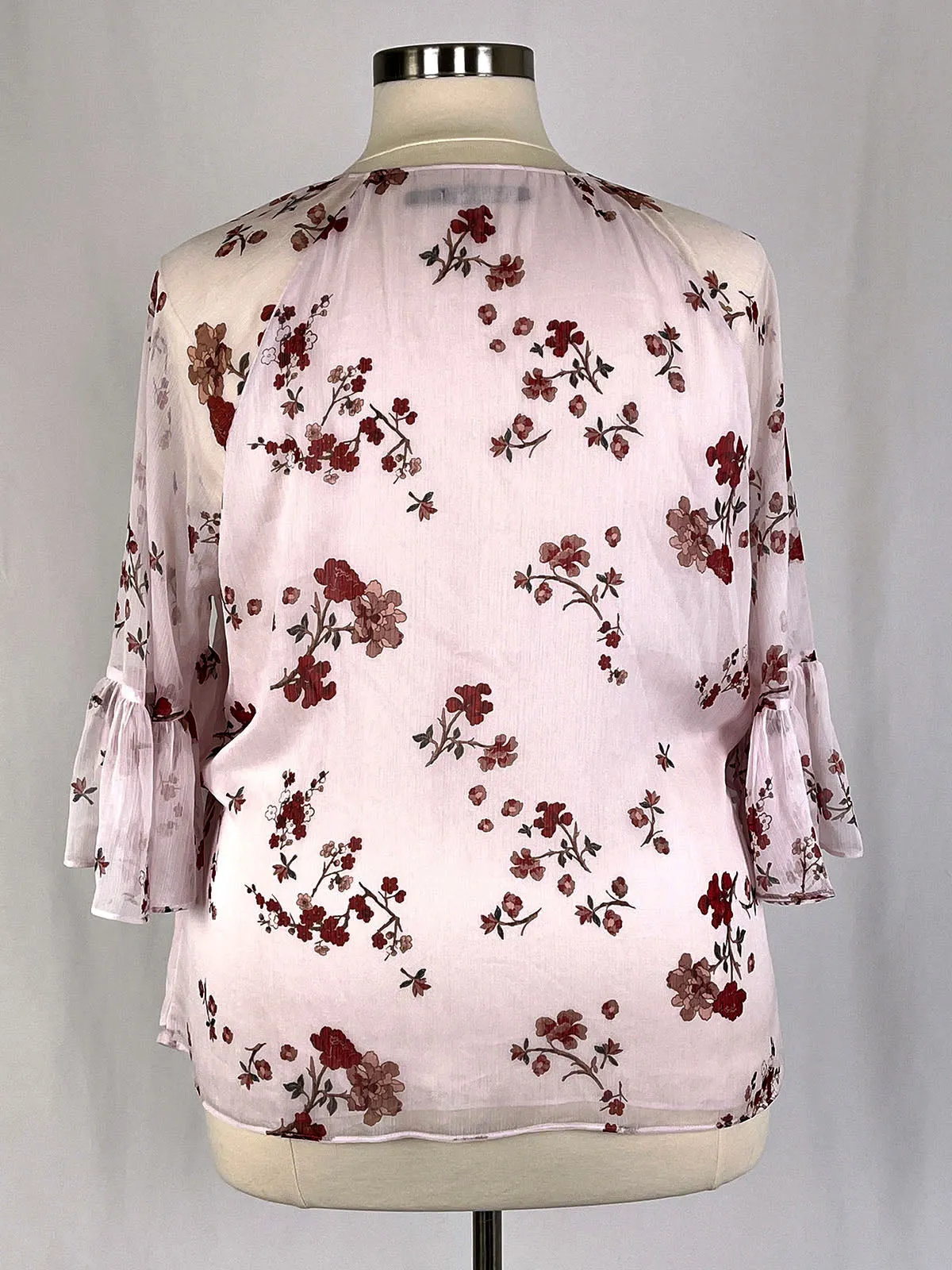 LAUREN Ralph Lauren Size 2X (20/22) Pink & Red Flowers Shirt