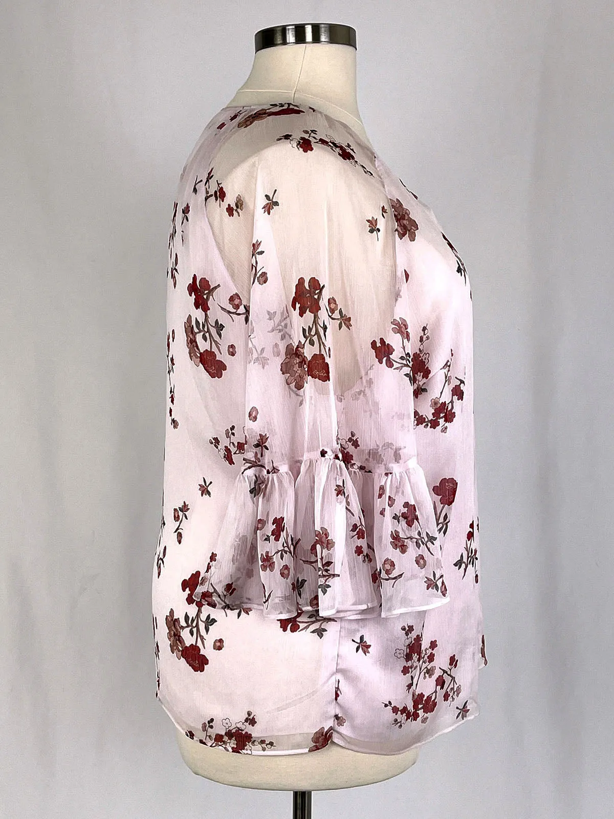 LAUREN Ralph Lauren Size 2X (20/22) Pink & Red Flowers Shirt