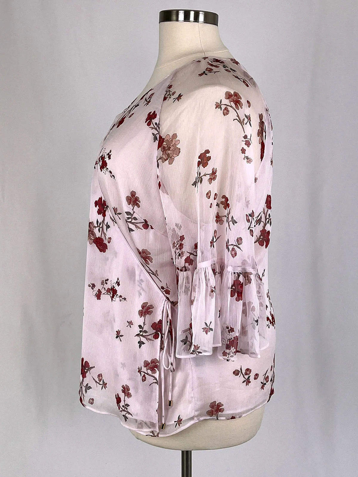 LAUREN Ralph Lauren Size 2X (20/22) Pink & Red Flowers Shirt