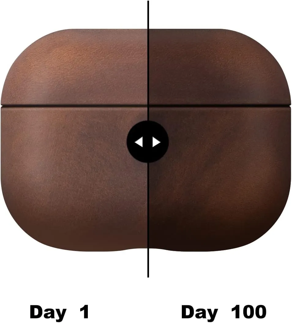 Maogoam for AirPods Pro 2nd Generation Leather Case Cover with Button, Genuine Oil Wax Crazy Horse Cowhide Leather Case for Airpods Pro 2, Indiana-Jones Style, The Front LED Visible,Dark Brown