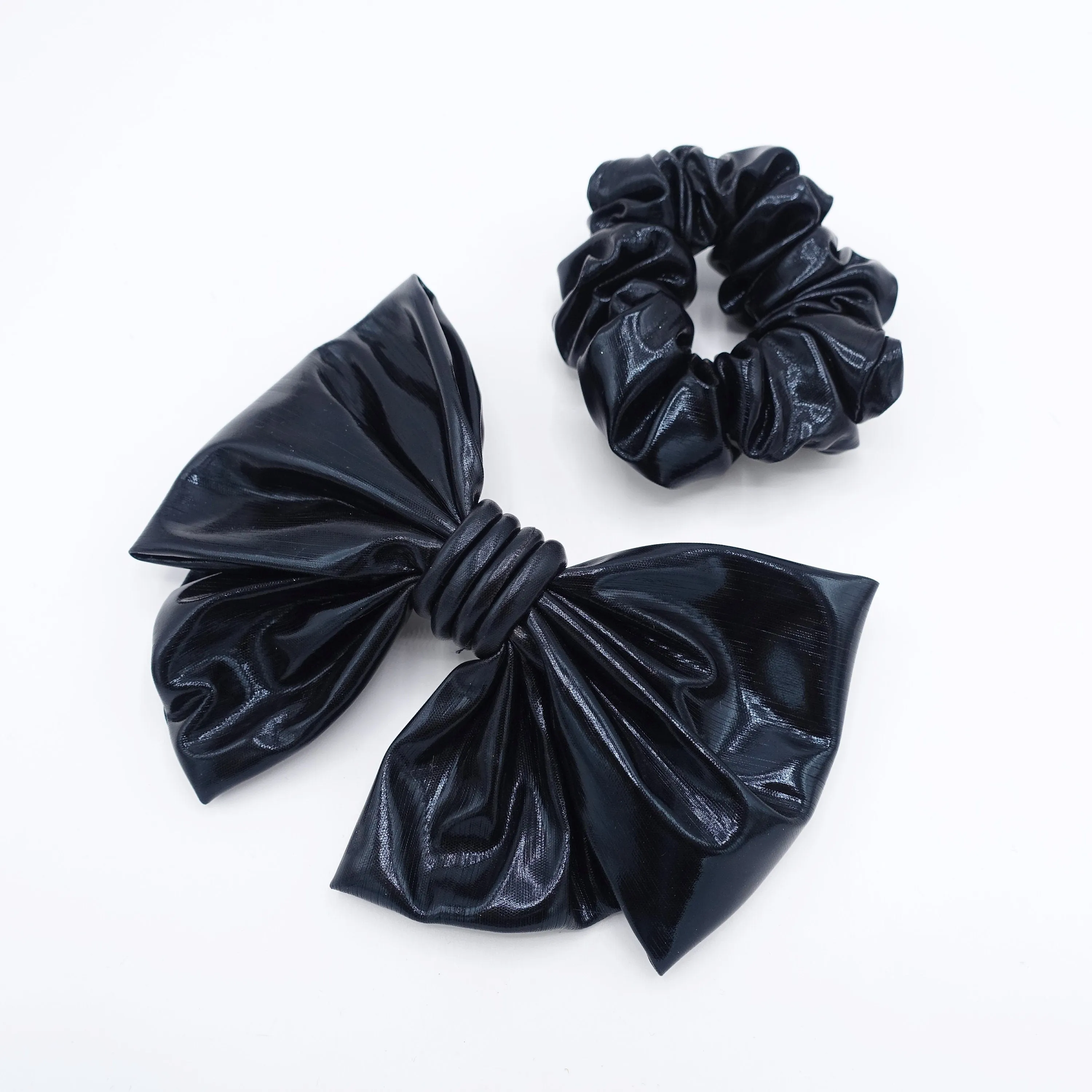 metallic bow scrunchies set for women