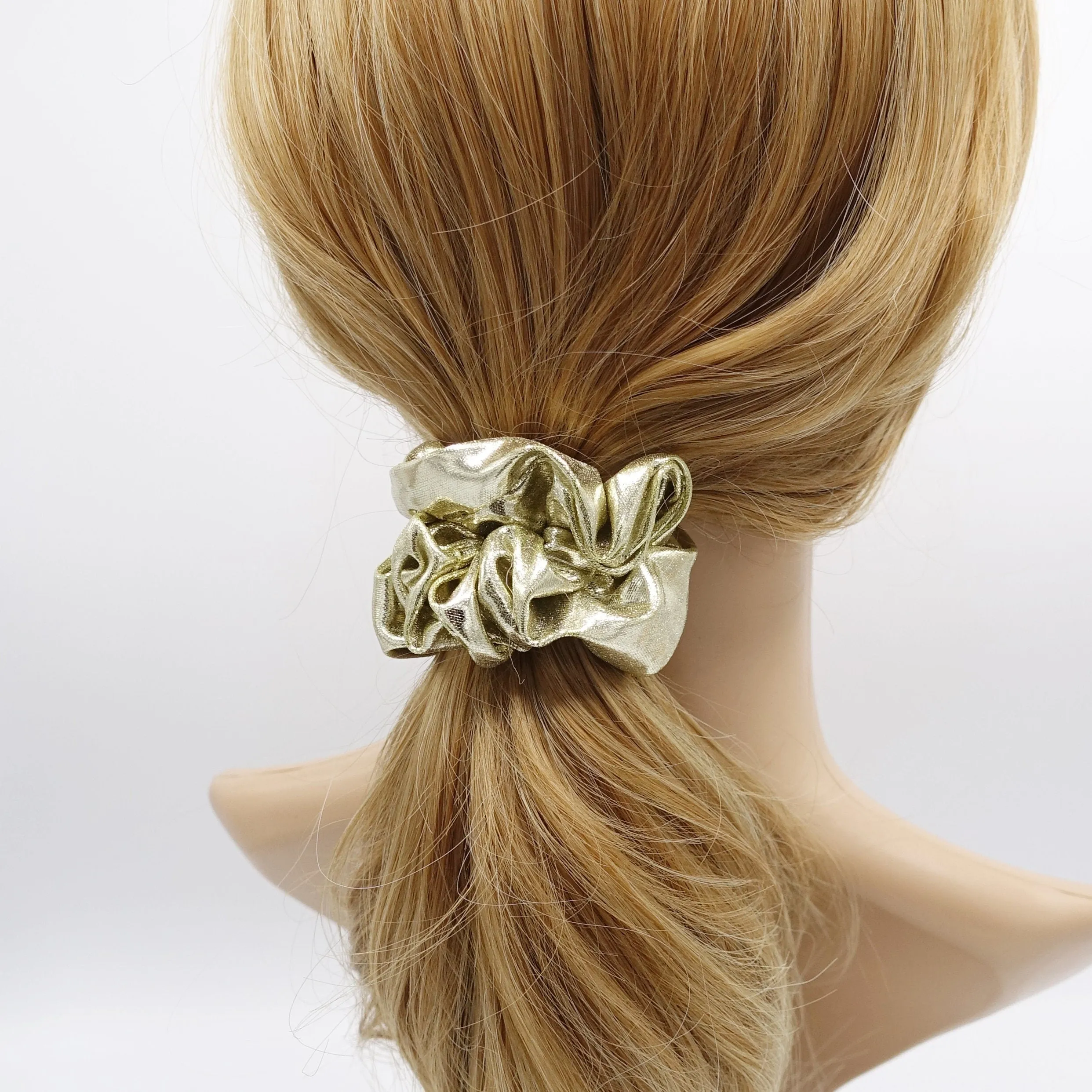 metallic bow scrunchies set for women