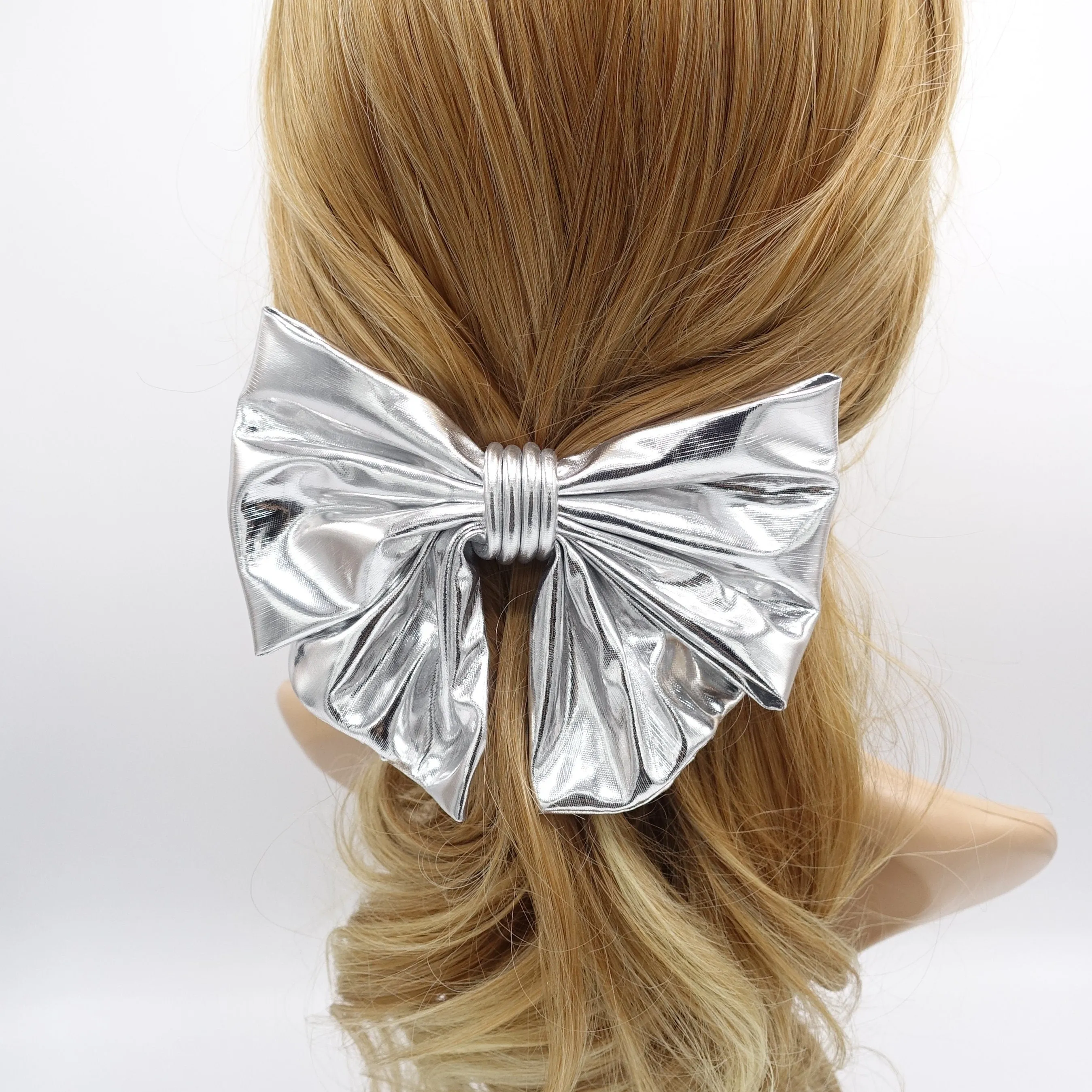 metallic bow scrunchies set for women