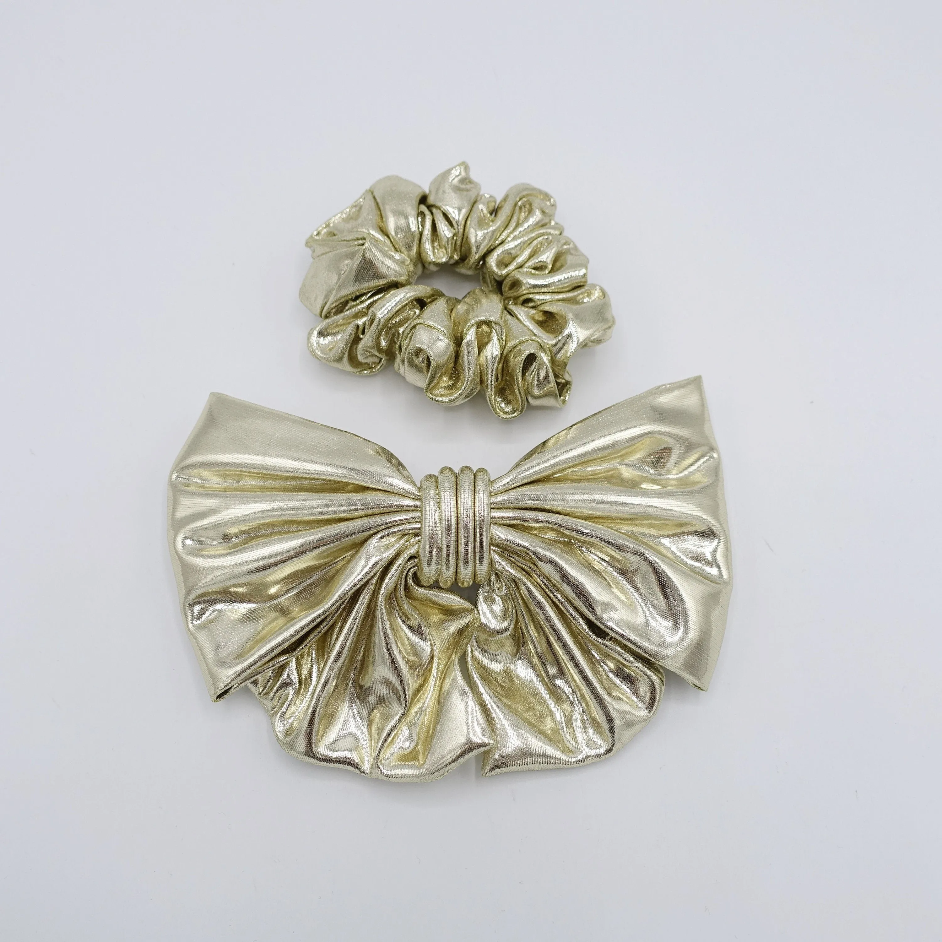 metallic bow scrunchies set for women