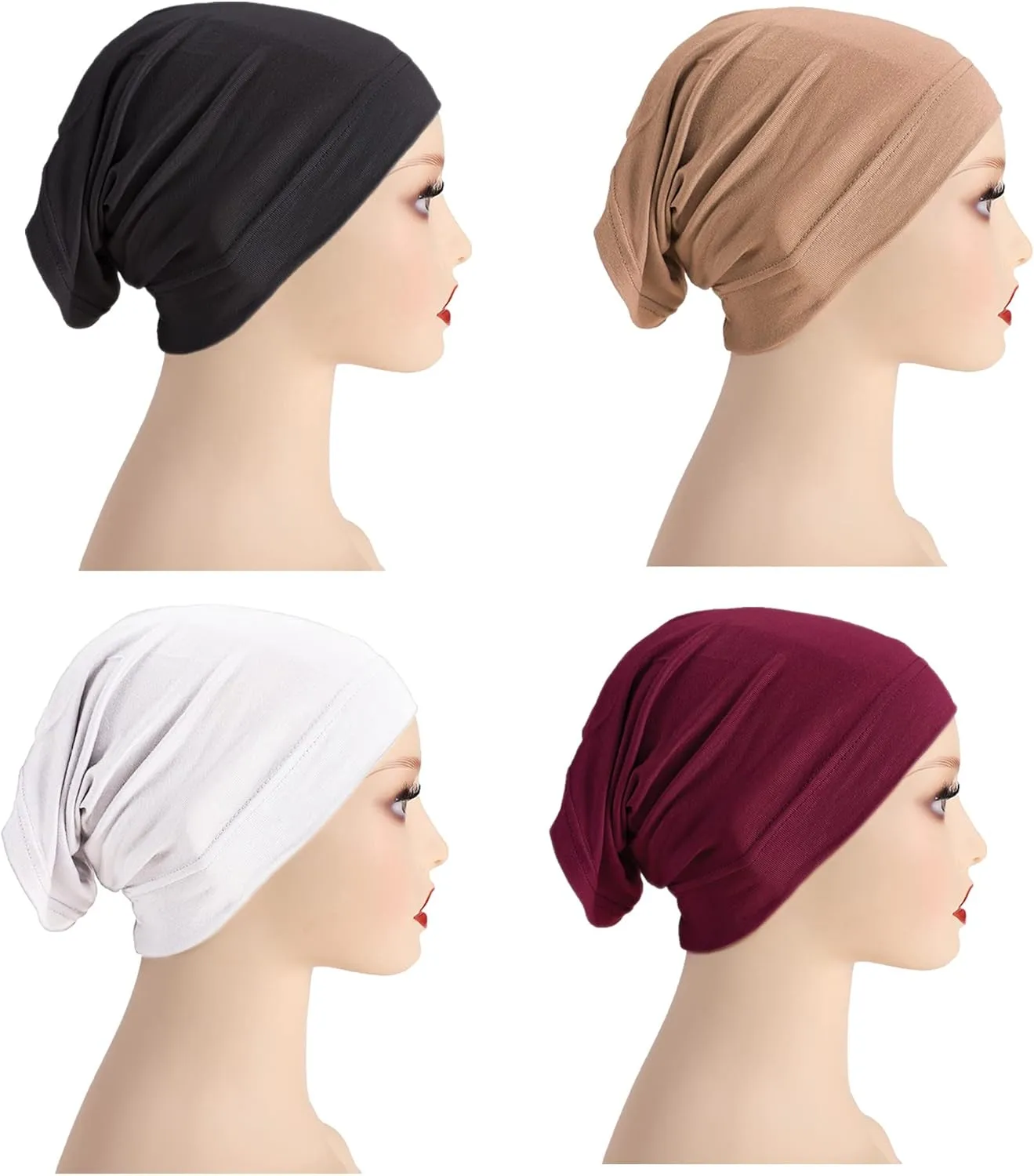 MOWEN 4 Piece Hijab Cap Hijab Scarf Hijab Cap for Women
