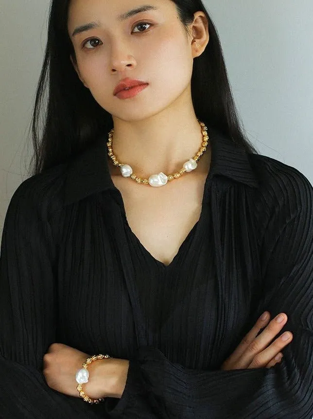 Niche Metal Style Baroque Pearl Bracelets
