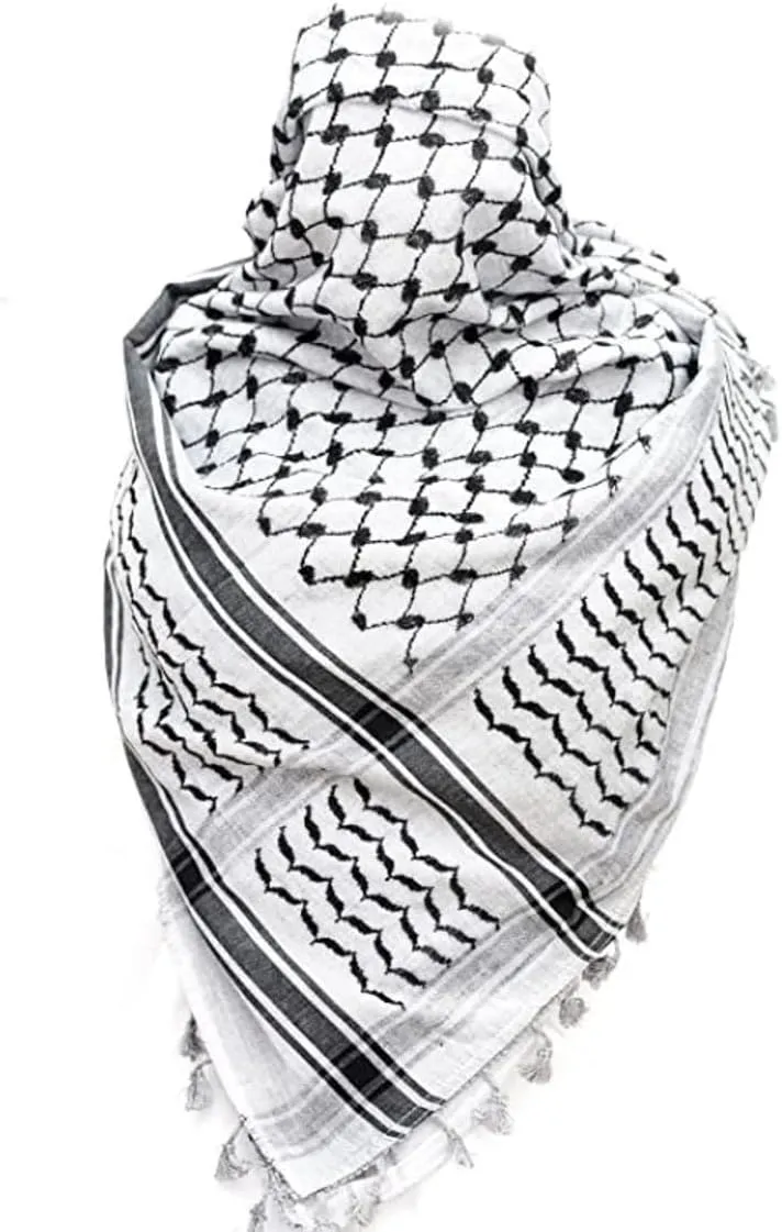 Palestine scarf, Keffiyeh, Arafat Hatta, wide with tassels, Shemagh Keffiyeh Arab houndstooth100% Cotton Unisex Scarves