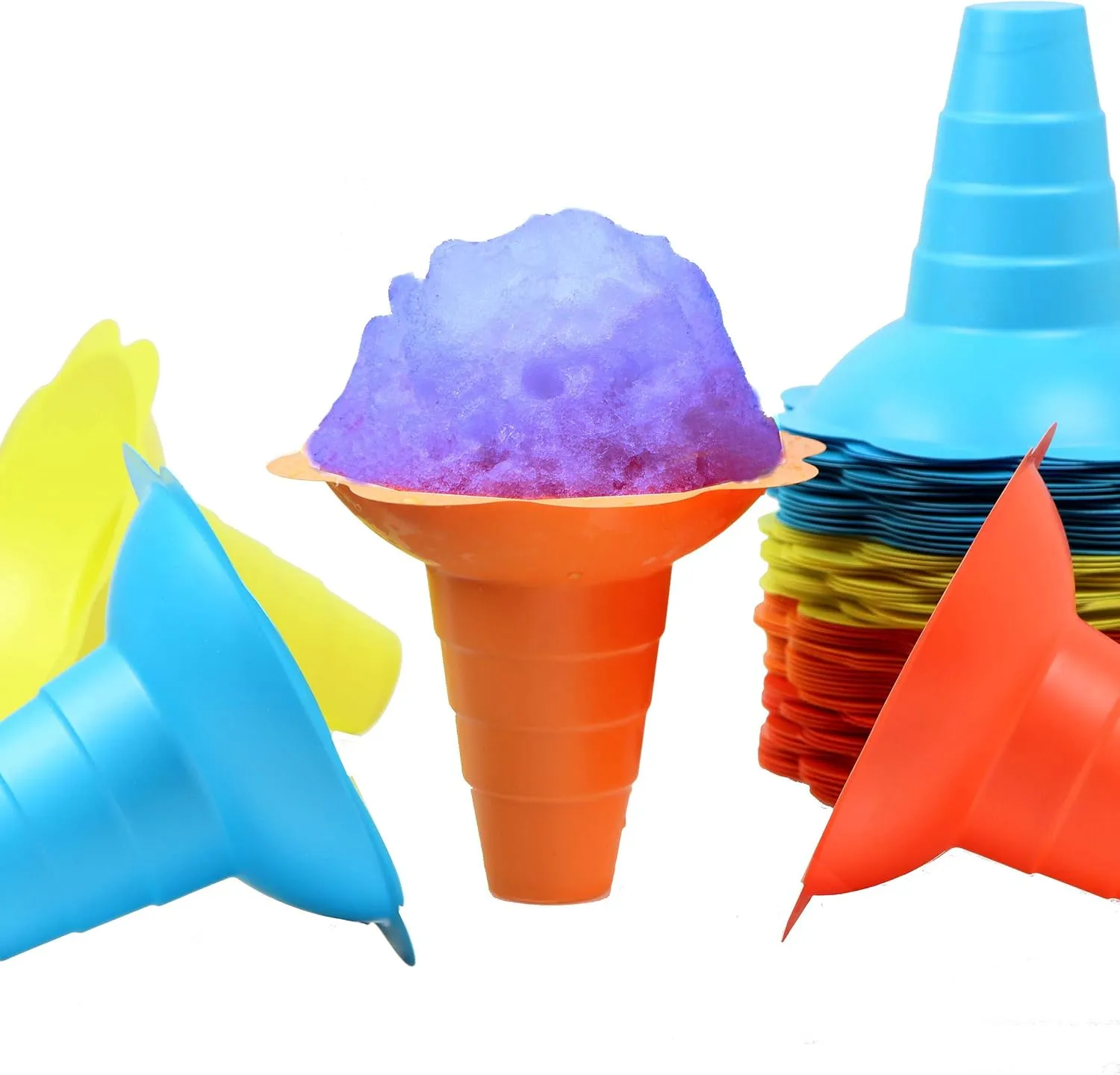 Paragon - Manufactured Fun 12-Ounce SNO-Cone Flower Drip Tray Cups, 100-Cup Case, Assorted: blue, yellow, orange and red, 1 Count (Pack of 1)
