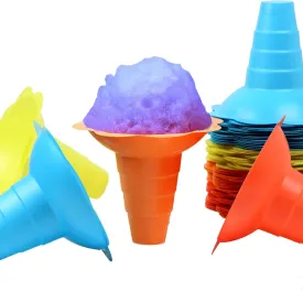 Paragon - Manufactured Fun 12-Ounce SNO-Cone Flower Drip Tray Cups, 100-Cup Case, Assorted: blue, yellow, orange and red, 1 Count (Pack of 1)