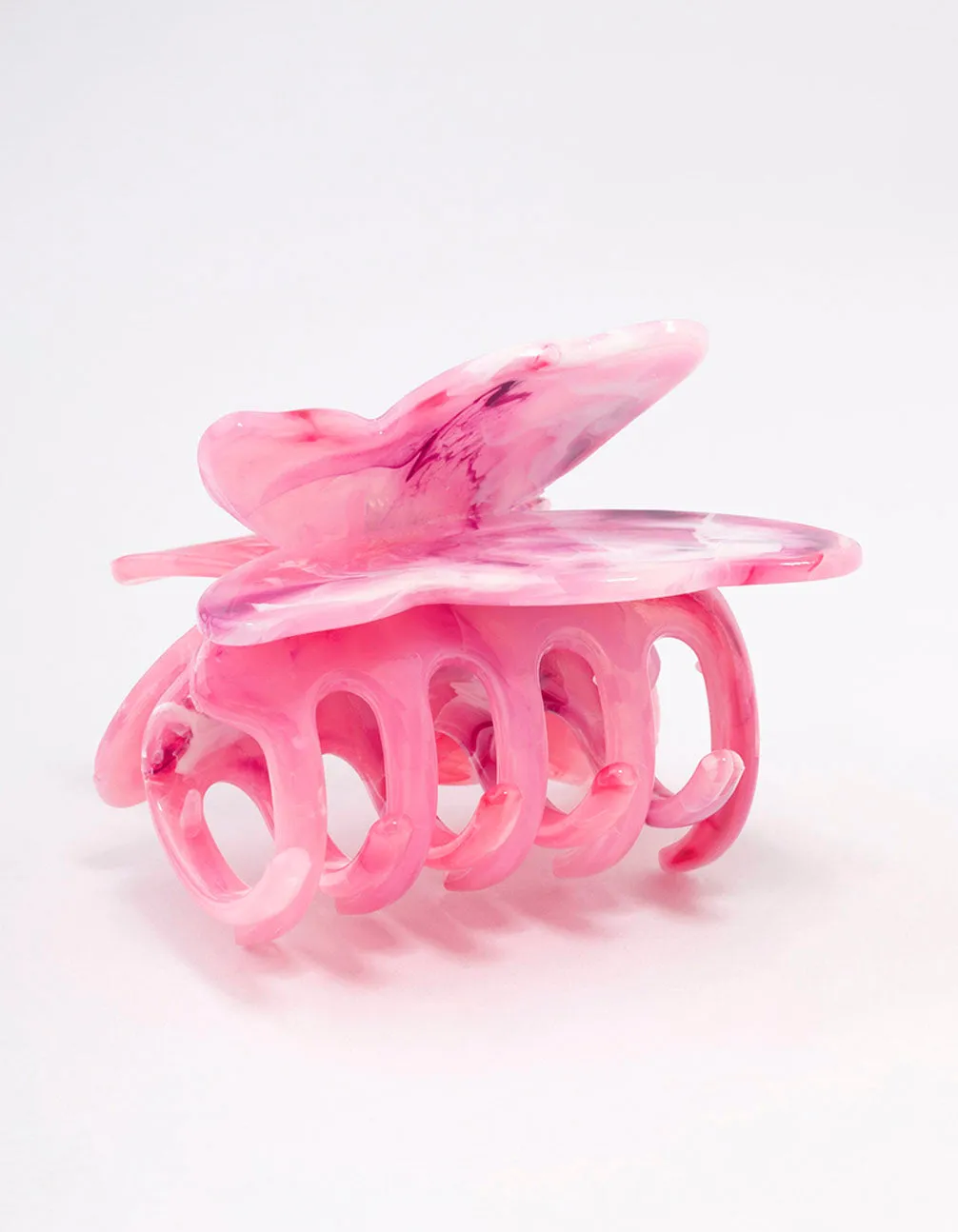 Pink Marble Butterfly Hair Claw Clip