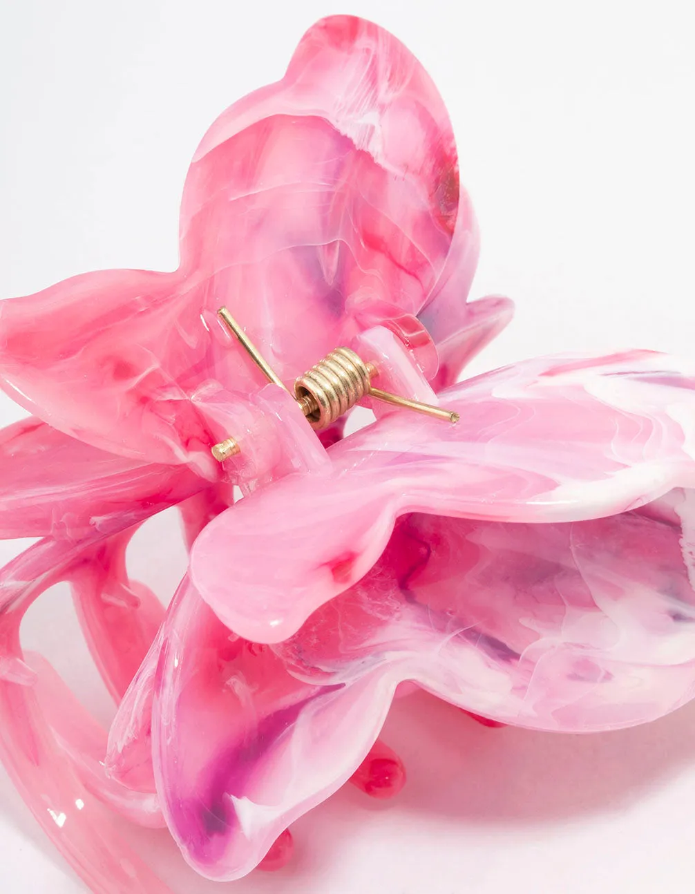 Pink Marble Butterfly Hair Claw Clip